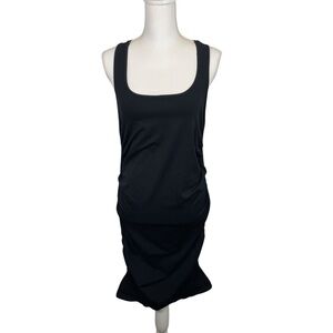 Blanqi | Black Racerback Tank Ruched Stretch Maternity Dress